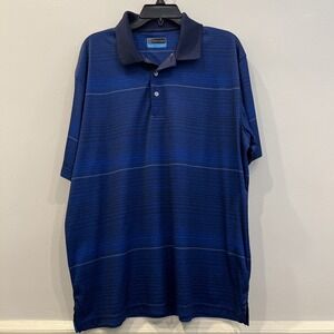 PGA Tour Size XL Men's Golf‎ Polo Shirt Blue Stripe Short Sleeve